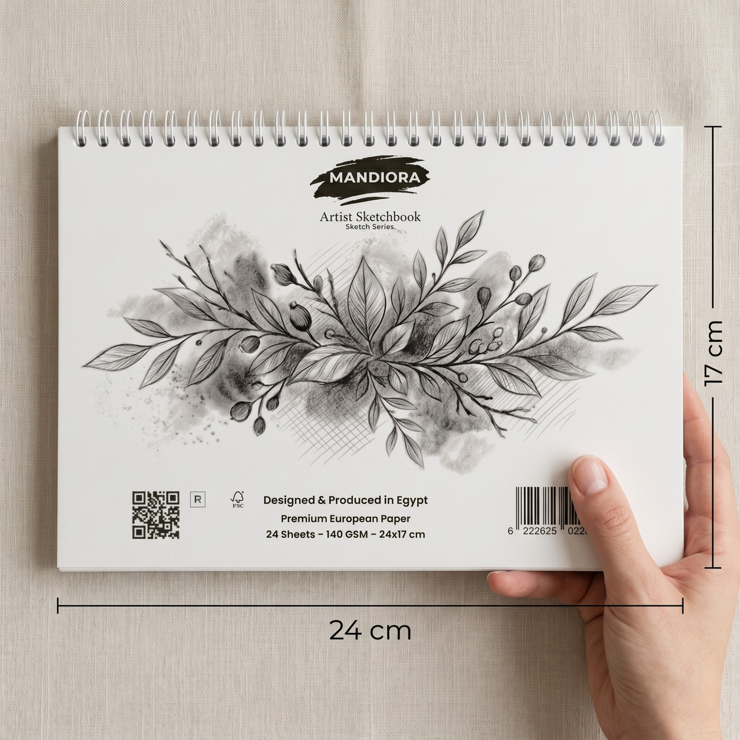 Mandiora Artist Sketchbook – 24 × 17 cm –Landscape– 140 GSM (Drawing)