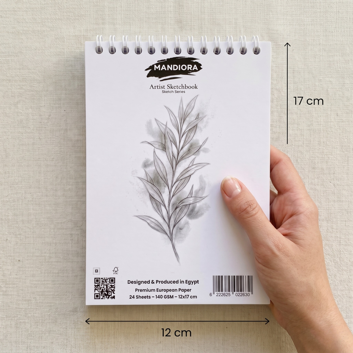 Mandiora Artist Sketchbook – 12 × 17 cm –Portrait– 140 GSM (Drawing)