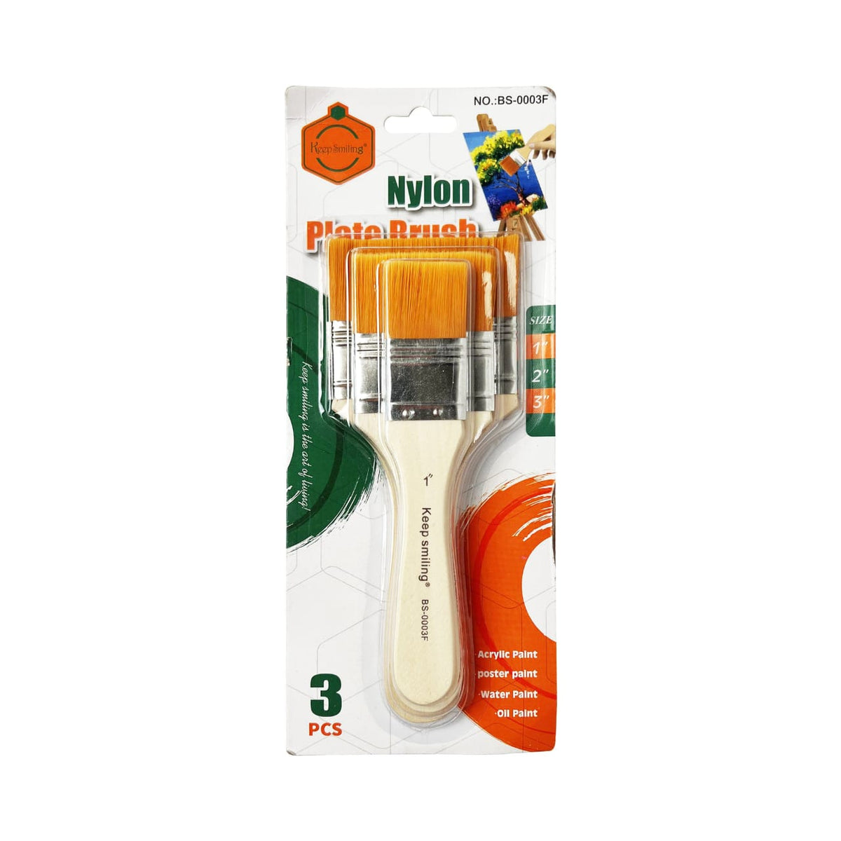 Keep Smiling 3-Piece Nylon Plate Brush Set (BS-0003F)