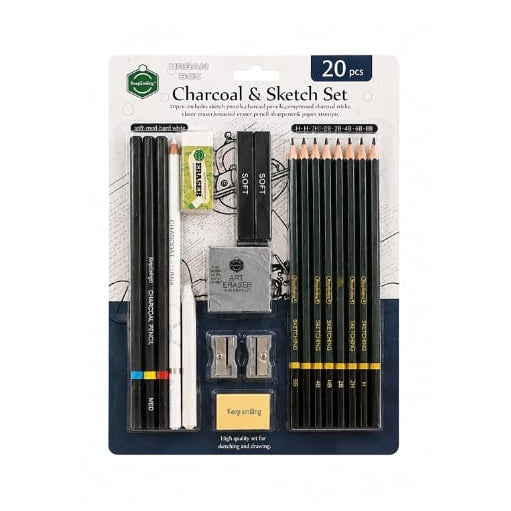 Keep Smiling 20-Piece Charcoal & Sketch Set (TB-1300)