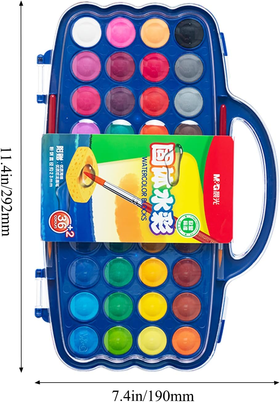 M&G Water Colour Blocks 36 Colors + 2 Bonus | Portable Watercolor Set | APL976L8