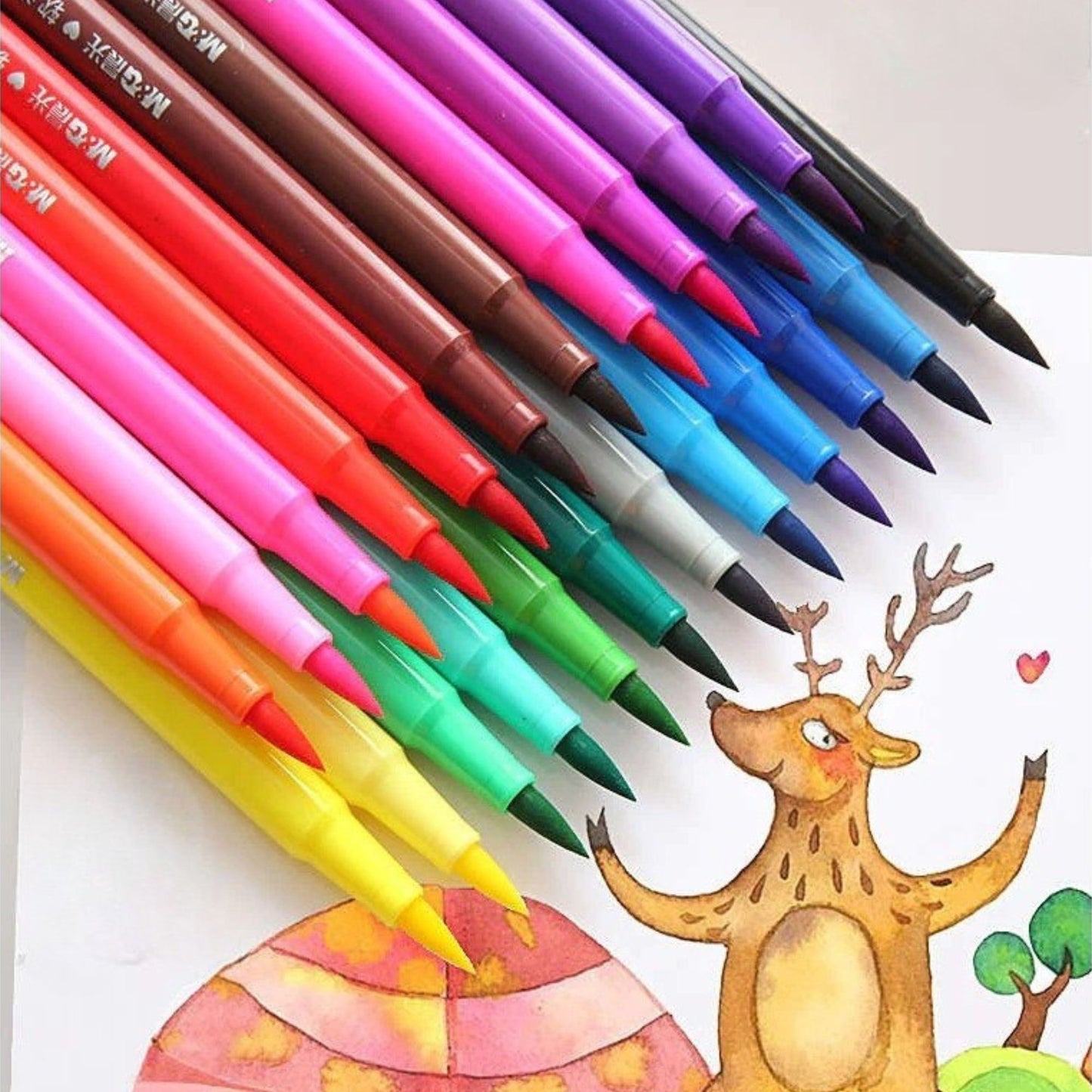 M&G Watercolor Brush Markers 24 Colors | Smooth Blending Coloring Pens | ACP901CD