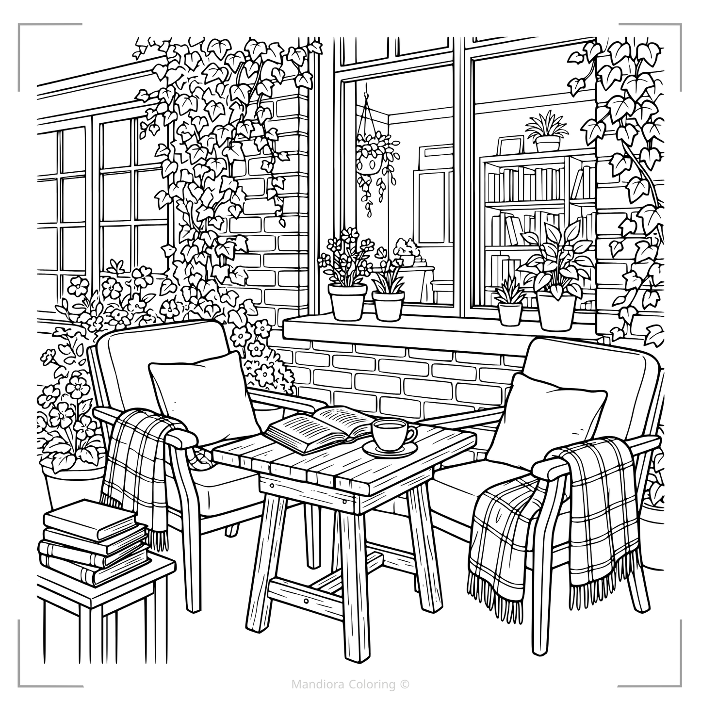 Cozy Outdoor Escapes Coloring Book | Relaxing Nature Coloring Book | Mandiora