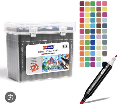 Skyglory 60-Color Premium Artists' Markers Set (SG-759)