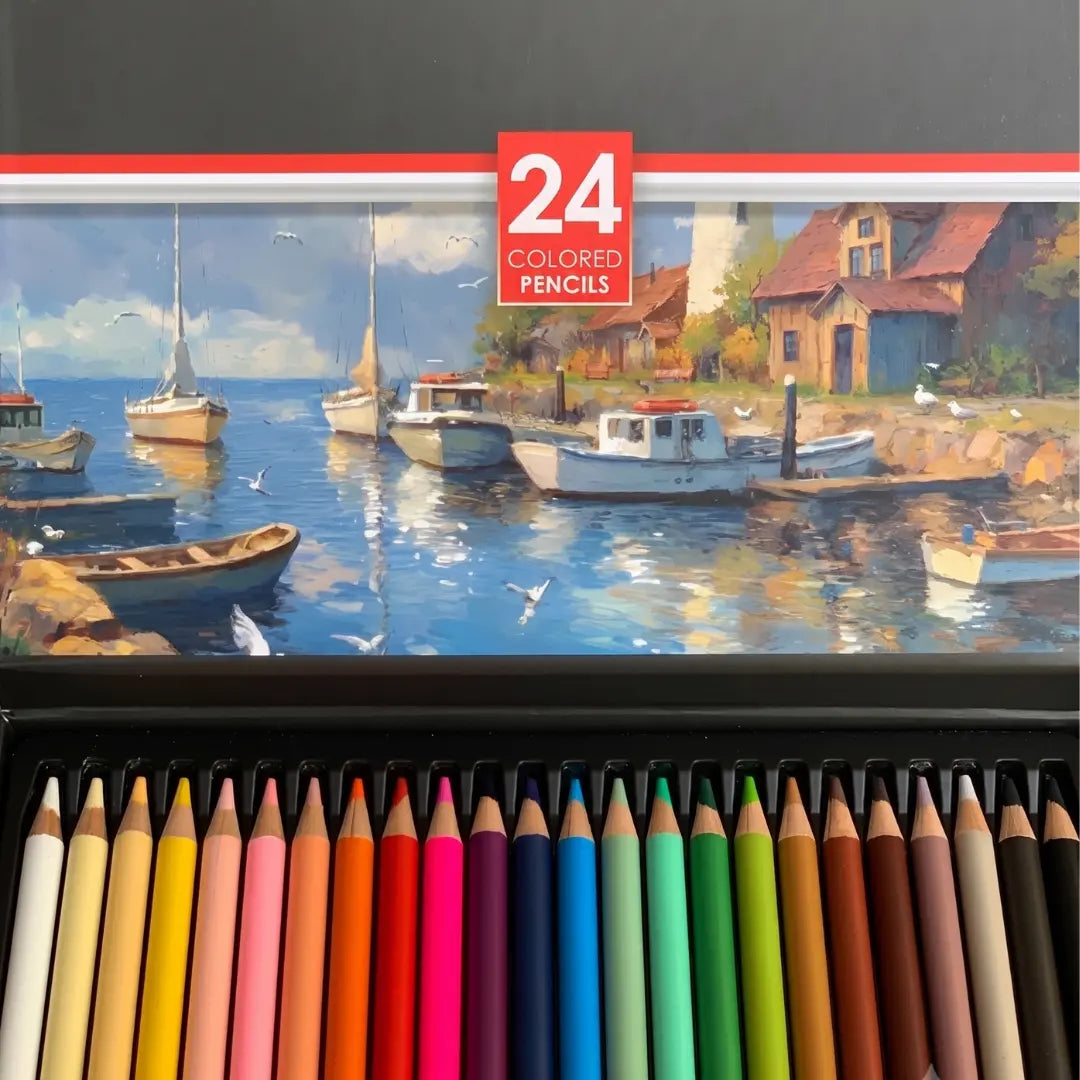 Vertex Premium Oil Colored Pencils 24 Colors | Professional Blending Set | VS-4108