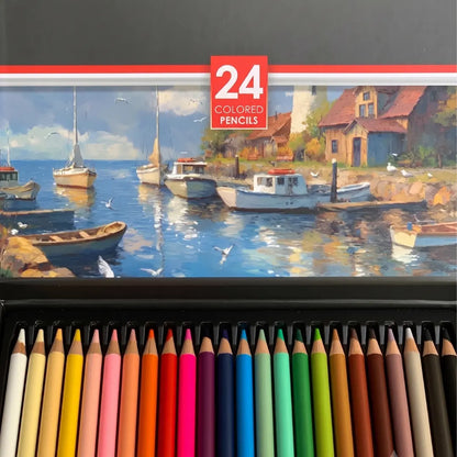 Vertex Premium Oil Colored Pencils 24 Colors | Professional Blending Set | VS-4108