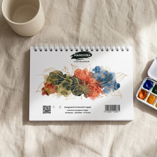 Mandiora دفتر اسكتش – 17 × 12 سم – عرضى – 220 جرام (متعدد الاستخدام)