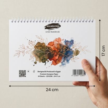 Mandiora دفتر اسكتش – 24 × 17 سم – عرضى – 220 جرام (متعدد الاستخدام)