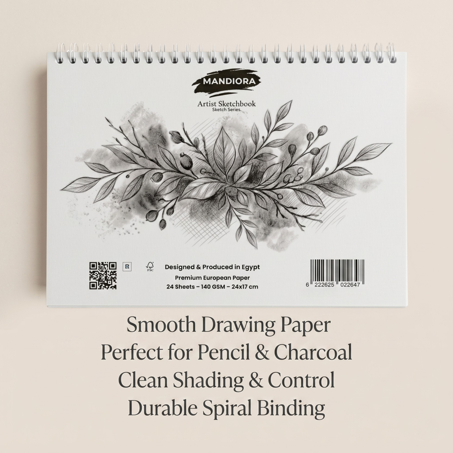 Mandiora Artist Sketchbook – 24 × 17 cm –Landscape– 140 GSM (Drawing)