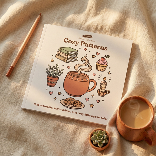 كتاب تلوين Cozy Patterns للاسترخاء وتخفيف التوتر | Mandiora (مانديورا)