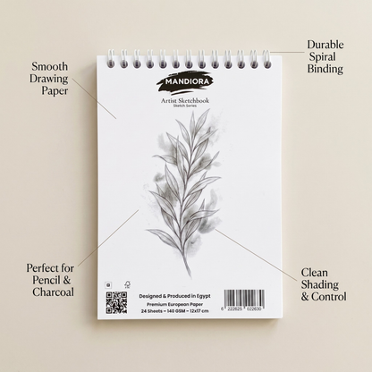 Mandiora Artist Sketchbook – 12 × 17 cm –Portrait– 140 GSM (Drawing)