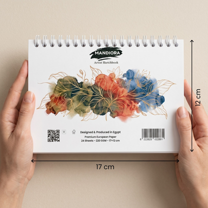 Mandiora دفتر اسكتش – 17 × 12 سم – عرضى – 220 جرام (متعدد الاستخدام)
