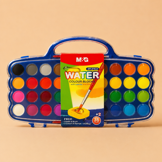 M&G Water Colour Blocks 36 Colors + 2 Bonus | Portable Watercolor Set | APL976L8