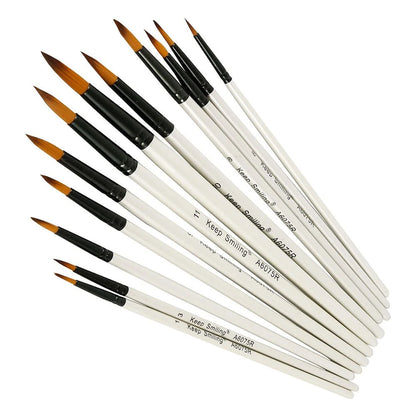 Keep Smiling 12-Piece Nylon Artist Brush Set