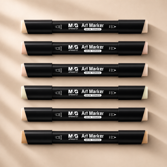 M&G Art Marker Set – 6 Skin Tone Colors Dual Tip Alcohol-Based | APM49727