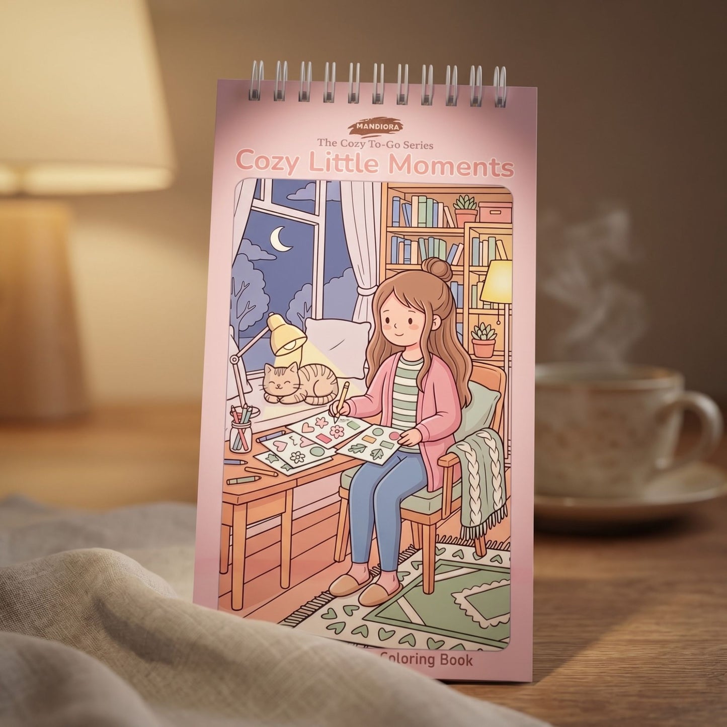 Cozy Little Moments | Pocket Size Relaxing Coloring Book | Mandiora