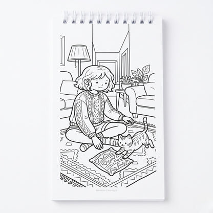 Cozy Little Moments | Pocket Size Relaxing Coloring Book | Mandiora