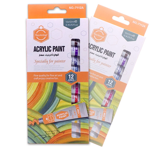 Keep Smiling Acrylic Paint Set 12 Colors 12ml | Artist Painting & Craft Kit | 7112A
