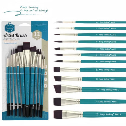 Keep Smiling Artist Brush Set 12 Pieces | Professional Paint Brushes A6613