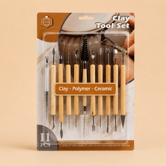 Keep Smiling Clay Tool Set 11 Pieces | Pottery, Polymer Clay & Ceramic Sculpting Tools