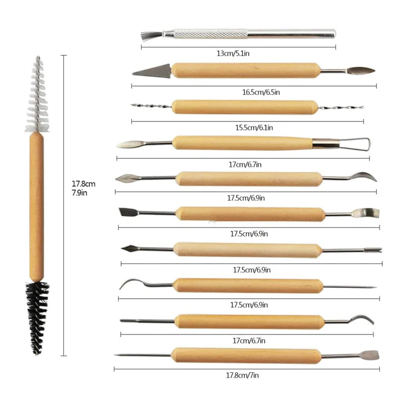 Keep Smiling Clay Tool Set 11 Pieces | Pottery, Polymer Clay & Ceramic Sculpting Tools