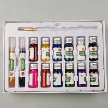 Keep Smiling DIY Glass Paint Set 12 Colors 12ml | Glass Art & Decoration Kit