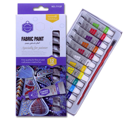 Keep Smiling Fabric Paint Set 12 Colors 12ml | Textile & DIY Art Kit | 7112F