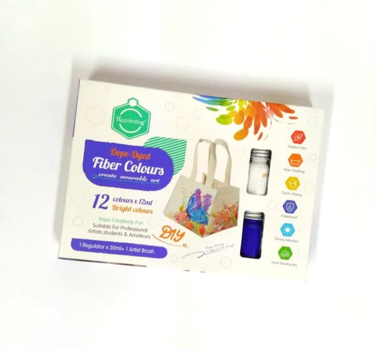 Keep Smiling طقم ألوان قماش Fiber Colours 12 لون | للرسم والتزيين على الأقمشة