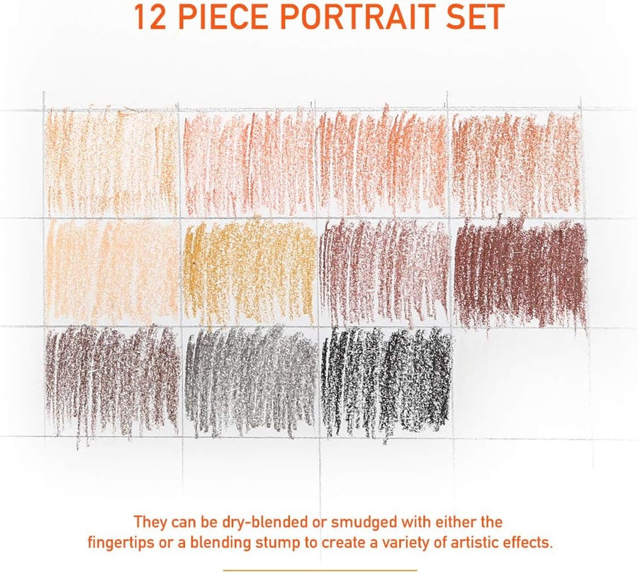 Keep Smiling Skin Tints Pastel Pencils Set 12 Colors | Portrait Drawing Pencil Set