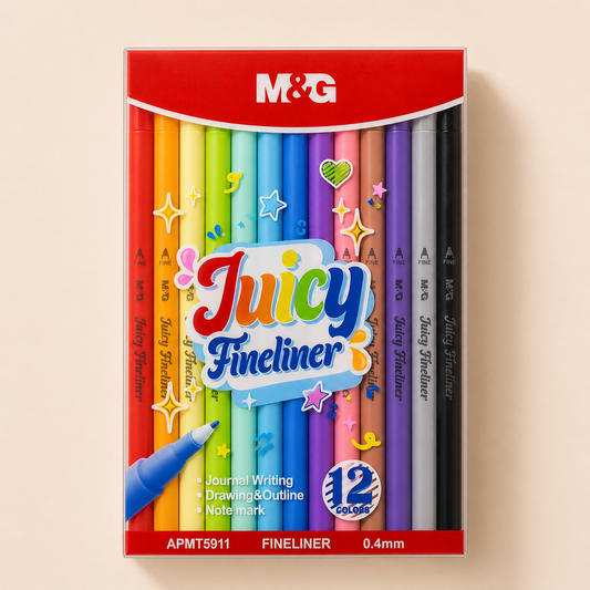 M&G Juicy Fineliner Pens Set – 12 Colors 0.4mm Fine Tip | APMT5911
