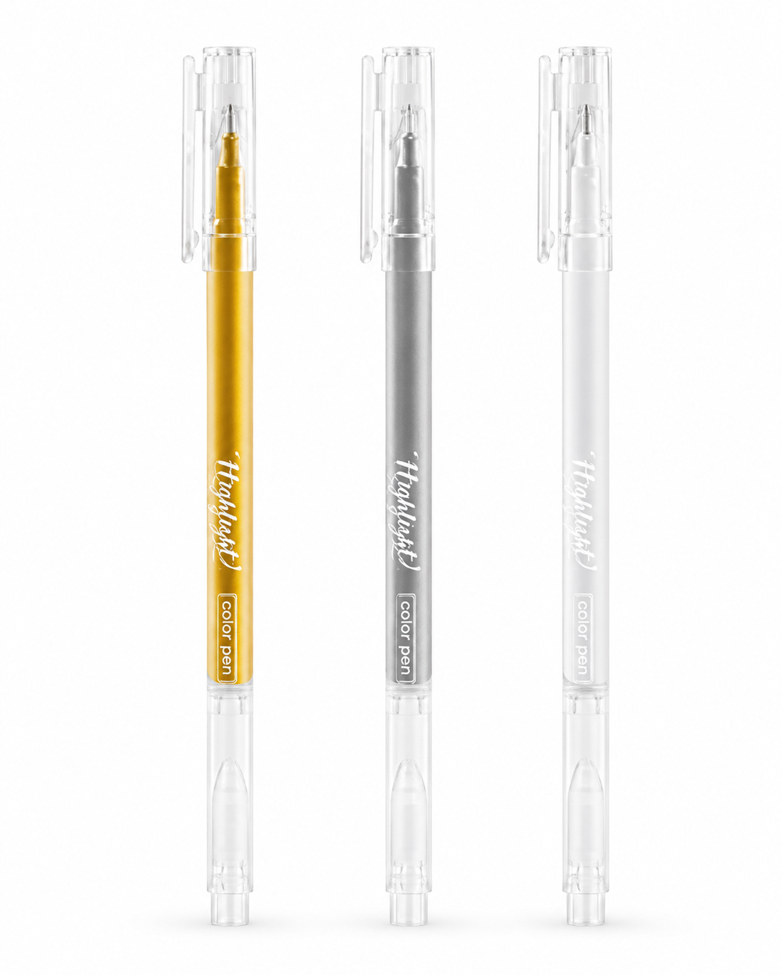 M&G Metallic Gel Highlighter Pens Set – 3 Colors (Gold, Silver, White) | AGPY5573