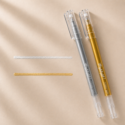 M&G Metallic Gel Highlighter Pens Set – 3 Colors (Gold, Silver, White) | AGPY5573