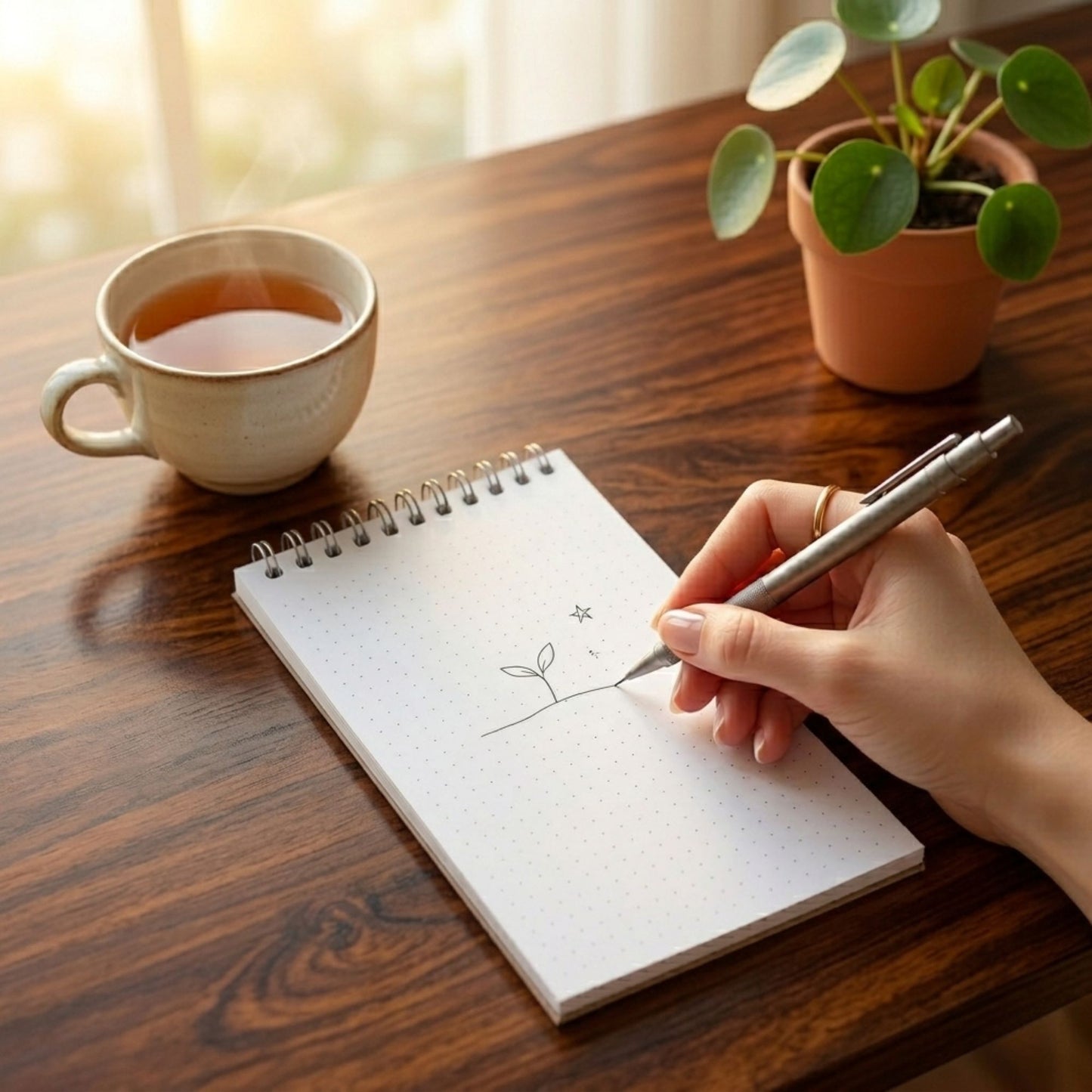 Mandiora Dot Grid Sketchbook 120 GSM 11×21 cm | Premium Artist Spiral Sketch Pad