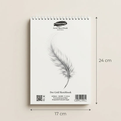 Mandiora Dot Grid Sketchbook 140 GSM 17×24 cm | Premium Artist Spiral Sketch Pad