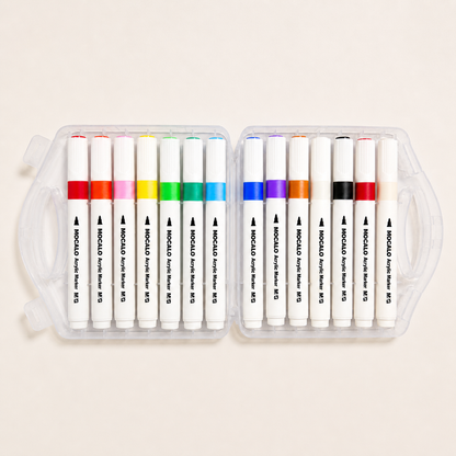 M&G Mocalo Acrylic Markers 12 Colors + 2 Bonus | Smooth Vibrant Coloring Pens | APMT80K4