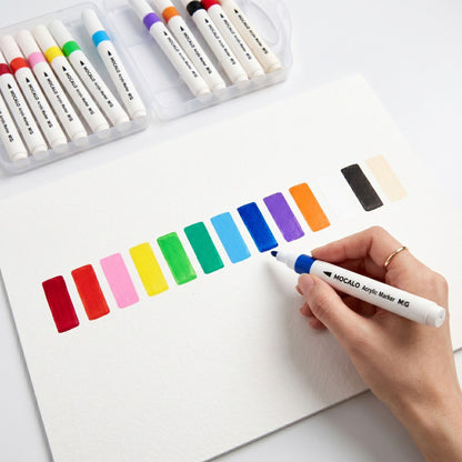 M&G Mocalo Acrylic Markers 36 Colors + 6 Bonus | Smooth Vibrant Coloring Pens | APMT80K6