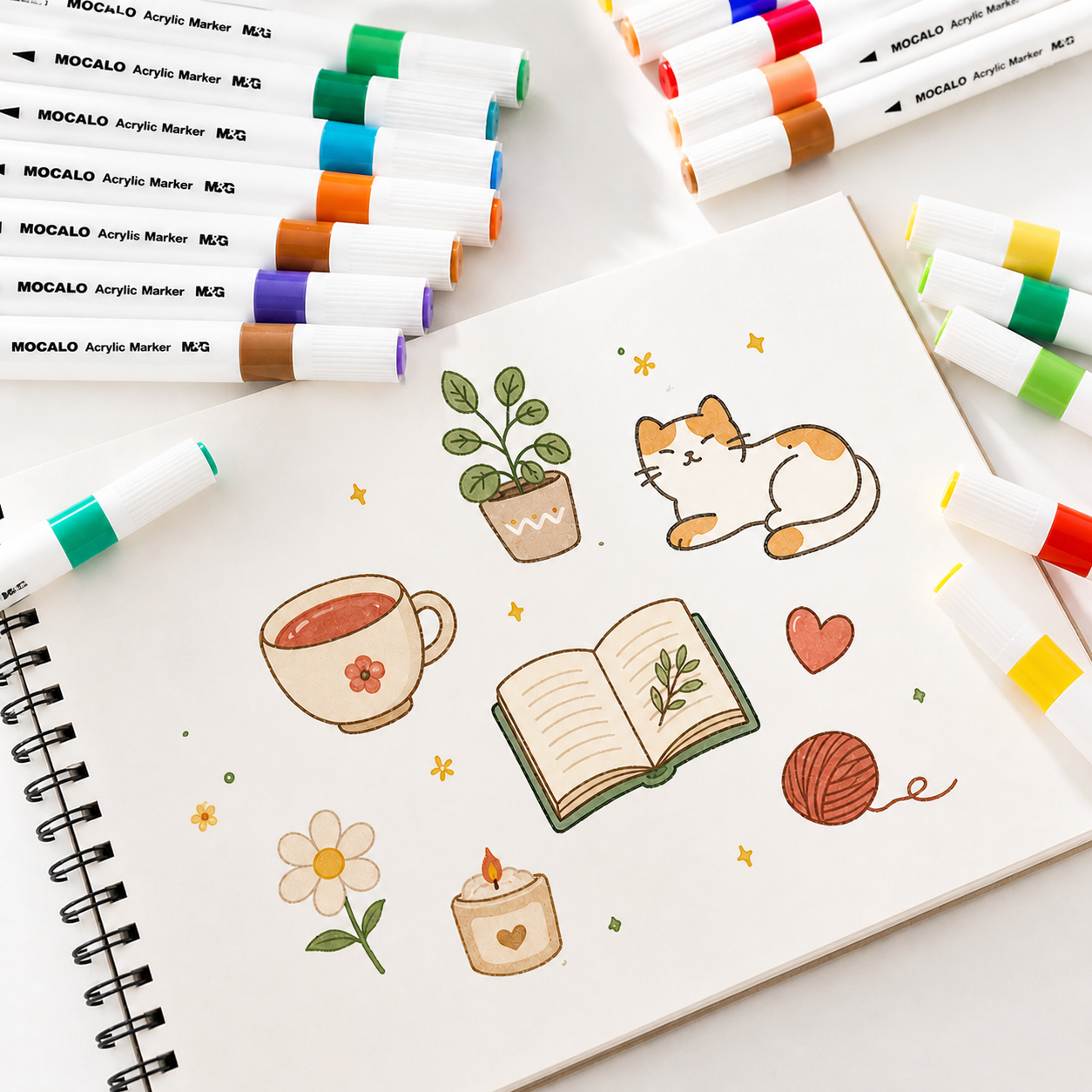 M&G Mocalo Acrylic Markers 36 Colors + 6 Bonus | Smooth Vibrant Coloring Pens | APMT80K6