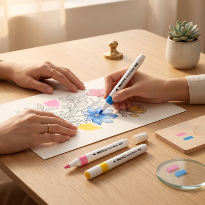 M&G Mocalo Acrylic Markers 36 Colors + 6 Bonus | Smooth Vibrant Coloring Pens | APMT80K6