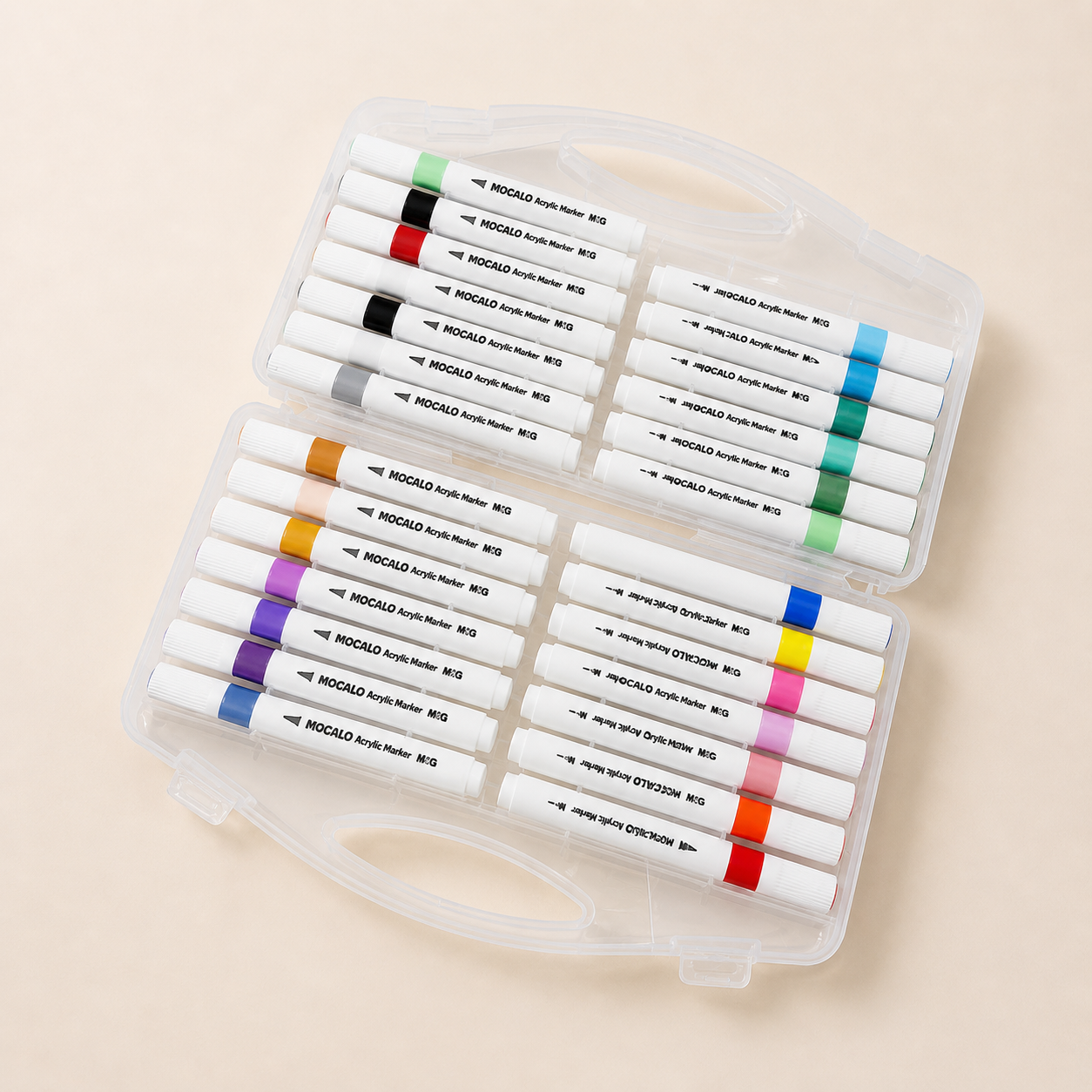 M&G Mocalo Acrylic Markers 24 Colors + 4 Bonus | Smooth Vibrant Coloring Pens | APMT80K5
