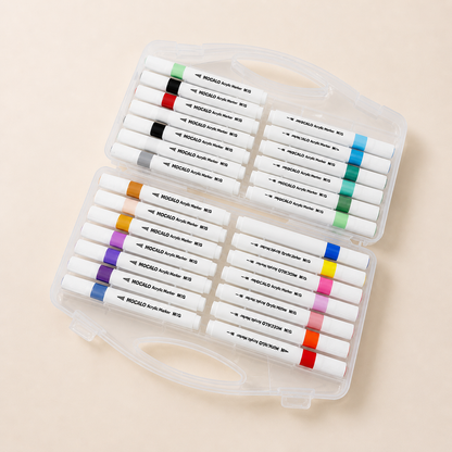 M&G Mocalo Acrylic Markers 24 Colors + 4 Bonus | Smooth Vibrant Coloring Pens | APMT80K5