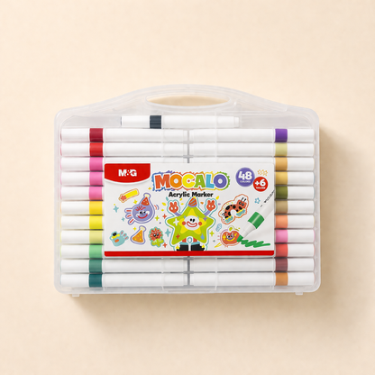 M&G Mocalo Acrylic Markers 48 Colors + 6 Bonus | Smooth Vibrant Coloring Pens | APMT80K7