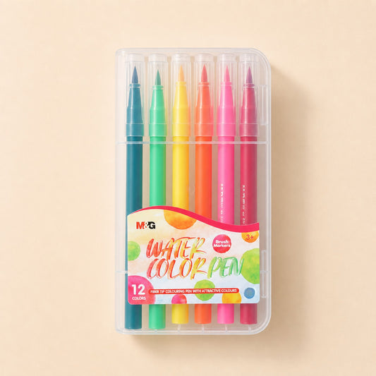 M&G Watercolor Brush Markers 12 Colors | Smooth Blending Coloring Pens | ACP901CC
