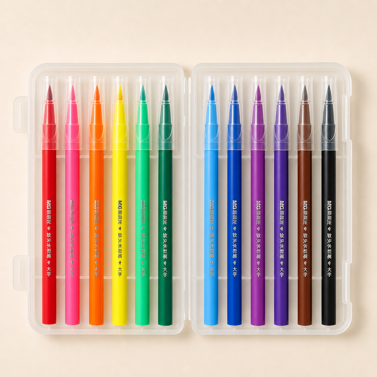 M&G Watercolor Brush Markers 12 Colors | Smooth Blending Coloring Pens | ACP901CC