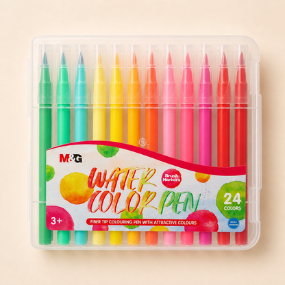 M&G Watercolor Brush Markers 24 Colors | Smooth Blending Coloring Pens | ACP901CD