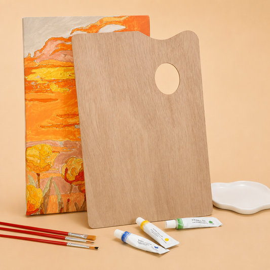 Rectangular Wooden Artist Paint Palette 30 × 20 cm | Professional Mixing Palette