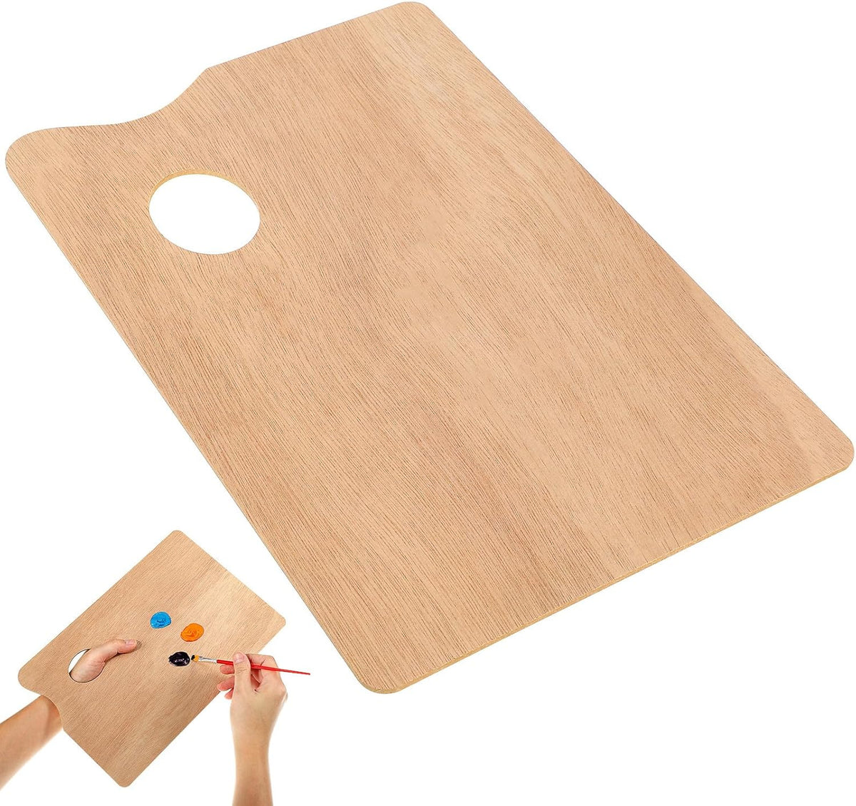 Rectangular Wooden Artist Paint Palette 30 × 20 cm | Professional Mixing Palette