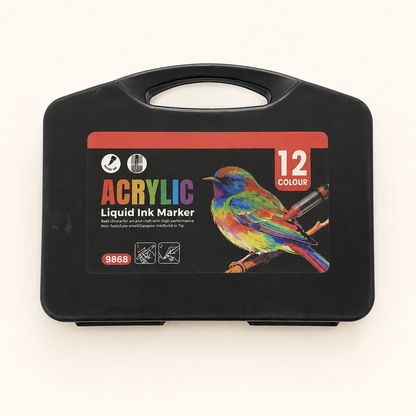 Skyglory Acrylic Markers – 12 Colors | Liquid Ink Multi-Surface Markers – ZX-9868-12