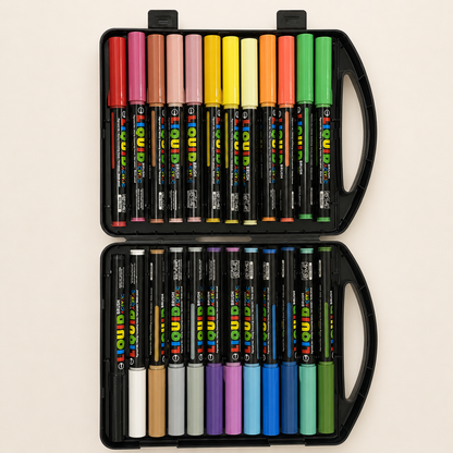 SkyGlory Acrylic Markers – 24 Colors | Liquid Ink Multi-Surface Markers – ZX-9868-24