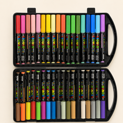 SkyGlory Acrylic Markers – 36 Colors | Liquid Ink Multi-Surface Markers – ZX-9868-36