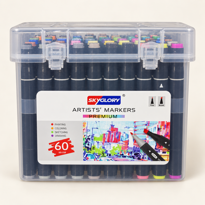 Skyglory Artists’ Markers Premium | 60 Colors | Dual Tip Fine & Broad | SG-759